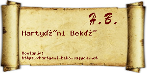 Hartyáni Bekő névjegykártya